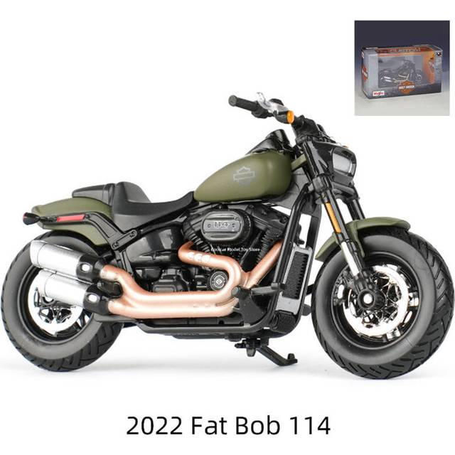 (Green retail box) Maisto Harley Davidson 2022 Fat Bob 114 Alloy Sports Motorcycle Metal Street Race Motorcycle Model Simulation