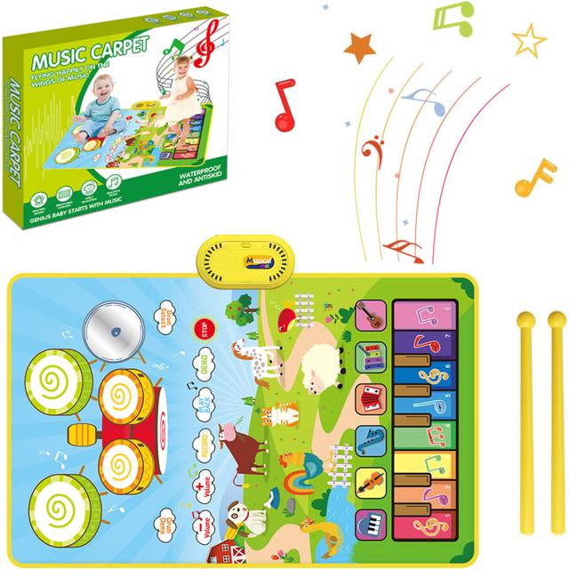 (D with box) 80x50cm Music Play For Kids Toddles Mat Piano Keyboard Drum Toys