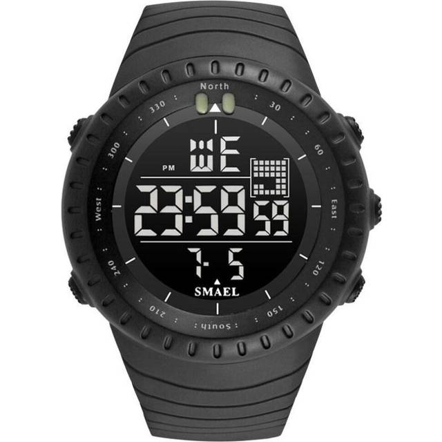 (black, With Package) Smael Brand New Electronics Watch Analog Quartz Wristwatch Horloge 50 Meters Waterproof Kol Saati 1237 Digital Alarm Men Watches - Black