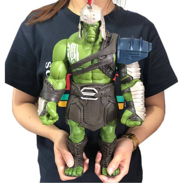(no weapon) 35cm Big Size Avengers Thor 3 Ragnarok Hands Moveable Hammer Battle Axe Gladiator Hulk BJD Action Figure Model Toy