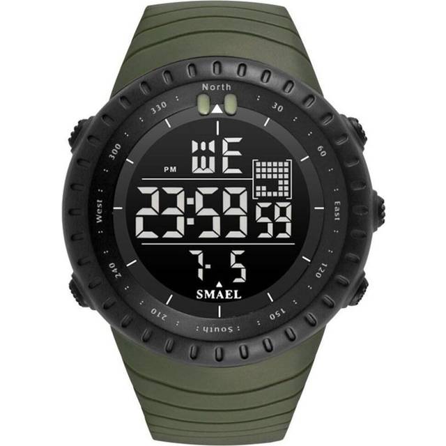 (army green, With Package) Smael Brand New Electronics Watch Analog Quartz Wristwatch Horloge 50 Meters Waterproof Kol Saati 1237 Digital Alarm Men Wa - Green