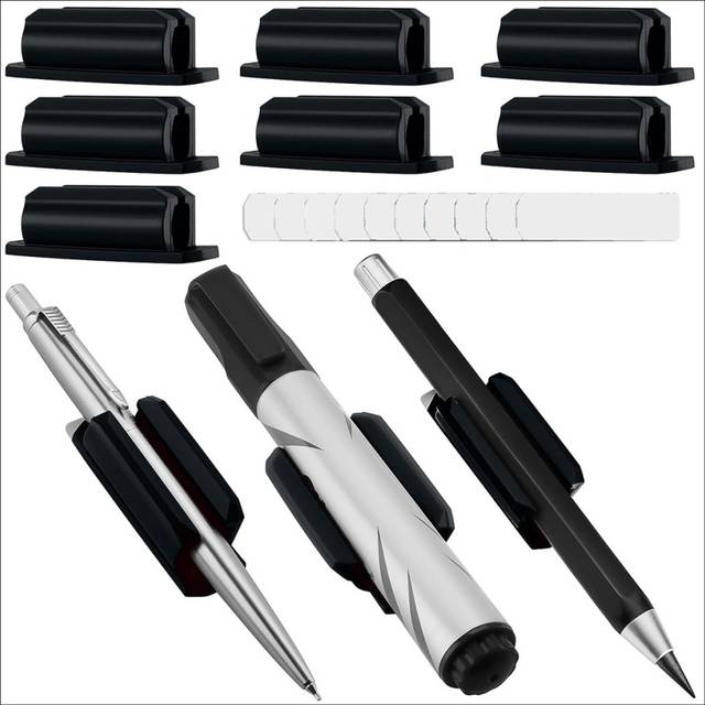 Pen Holder Set of 10 Adhesive Silicone Pen Holder Black