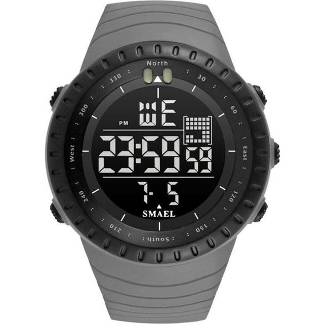 (gray, With Package) Smael Brand New Electronics Watch Analog Quartz Wristwatch Horloge 50 Meters Waterproof Kol Saati 1237 Digital Alarm Men Watches