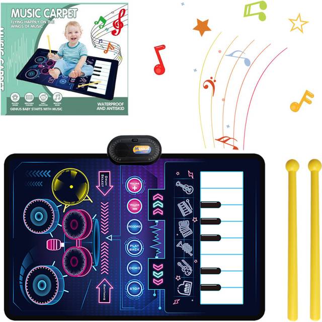 (C with box) 80x50cm Music Play For Kids Toddles Mat Piano Keyboard Drum Toys