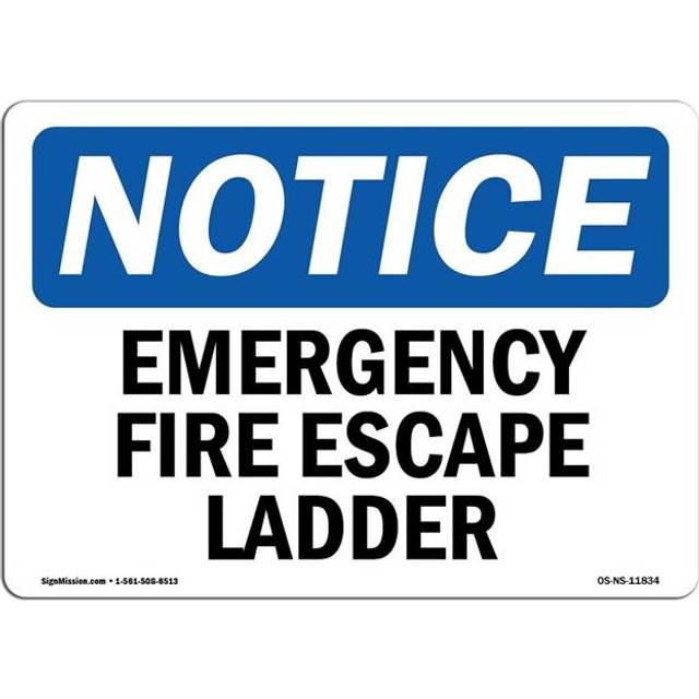 SignMission OS-NS-A-1014-L-11834 10 x 14 in. OSHA Notice Sign - Emergency Fire Escape Ladder