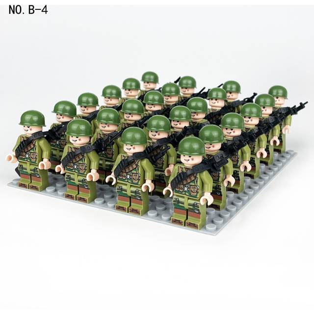 (24 US military units + base plate) Phalanx Doll Package Weapon Figure Building Block Toy German Army British Army Soviet Army Russian Army