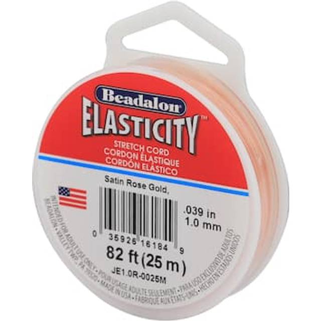 Beadalon Elasticity Stretch Cord, 1.0 mm / .039 in, Satin Rose Gold, 25 m / 82 ft