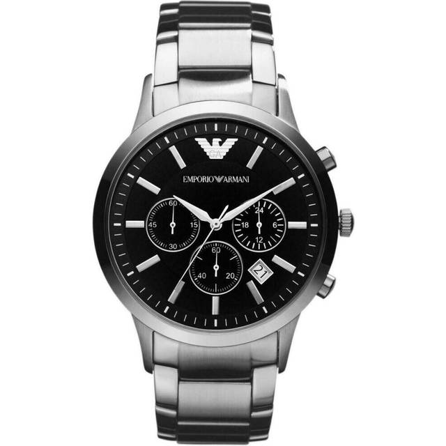 Emporio Armani Men's WatchChronograph Black DialSilver Bracelet BandAR2434