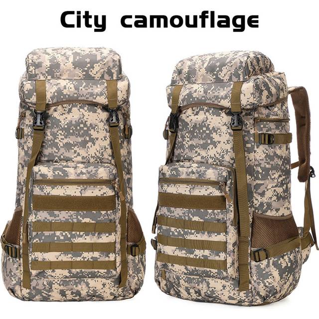 (City camouflage) 70L Outdoor Waterproof Military Tactical Backpack Camping Hiking Backpack Trekking Camouflage Travel Shoulder Backpack