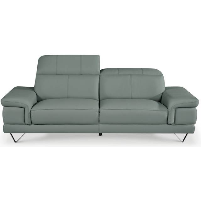 Faux Leather Suede Sofa with Adjustable Headrests - Grey (3)