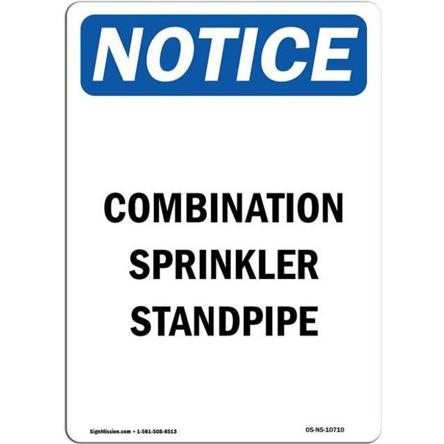 SignMission OS-NS-A-1014-V-10710 10 x 14 in. OSHA Notice Sign - Combination Sprinkler Standpipe