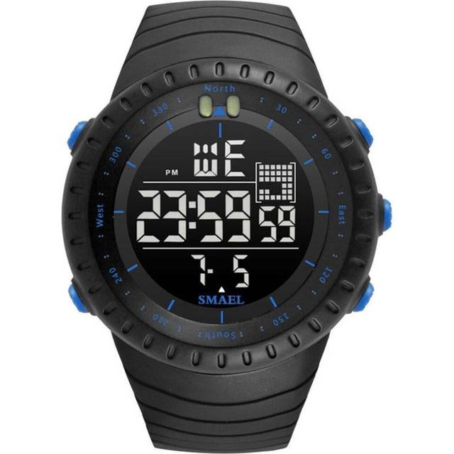 (blue, With Package) Smael Brand New Electronics Watch Analog Quartz Wristwatch Horloge 50 Meters Waterproof Kol Saati 1237 Digital Alarm Men Watches - Blue