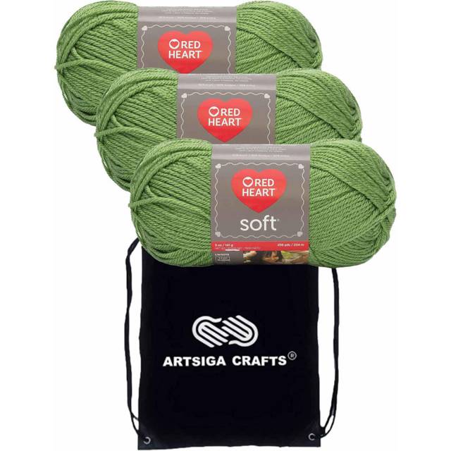 Red Heart Soft Guacamole E7284420 3Skeins  Same Dye Lot Worsted Medium 4 Acrylic Yarn for Crocheting and Knitting  Bundle