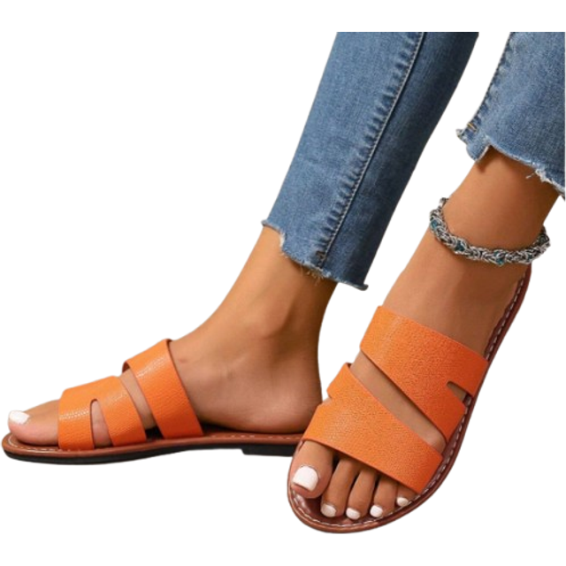 SHEIN Fashion Casual Flat Sandals For Women, Summer Slip-On Open Toe Woven Roman Sandals For Beach, Outdoor, White, Khaki, Black, Orange, Yellow, Purple, Gr