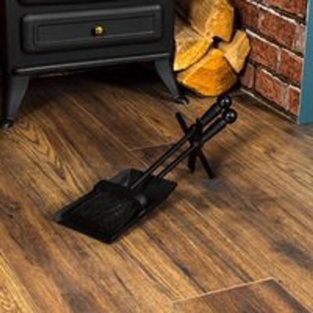 Hearth Shovel & Brush Set Fireplace Tools Accessory, Black