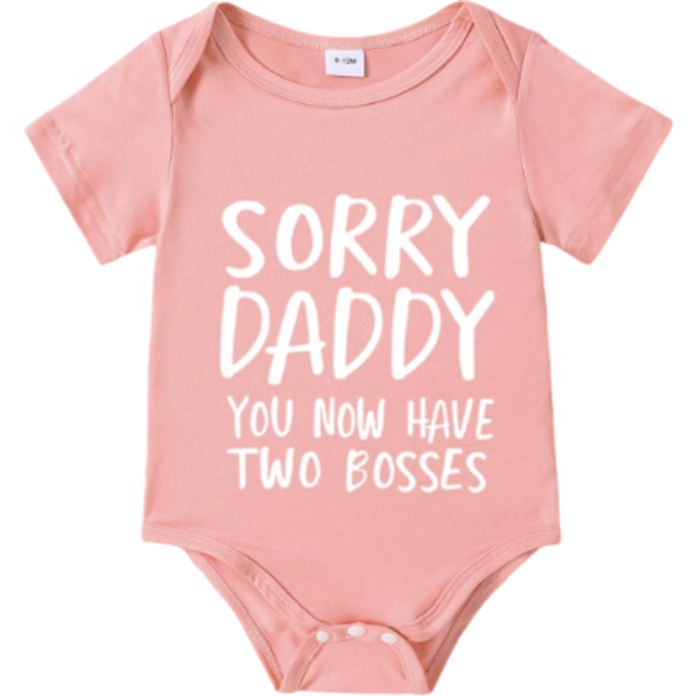 SHEIN Baby Girl&#39;s Valentine&#39;s Day/New Year&#39;s Letter Print Bodysuit For Spring/Summer