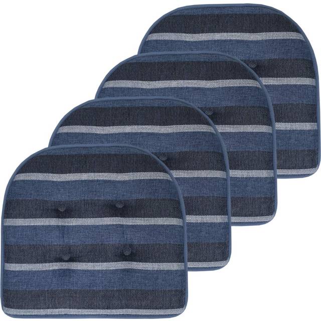 Sweet Home Collection Chair Cushion Memory Foam Pads Tufted Slip Non Skid Rubber Back U-Shaped 17L x 16W Seat Cover  4 Count Pack of 1  Bradford Steel