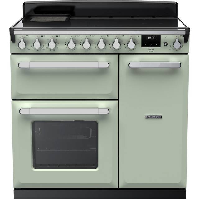 Rangemaster Estel Deluxe ESDL90EIPMNT/CM1 90cm Electric Range Cooker with Induction Hob - Mint / Chrome - A/A Rated