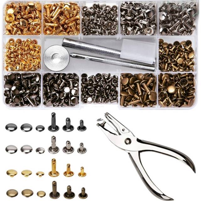 240Pcs/Set Leather Rivets Double Cap Rivet with 4Pcs Fixing Tools
