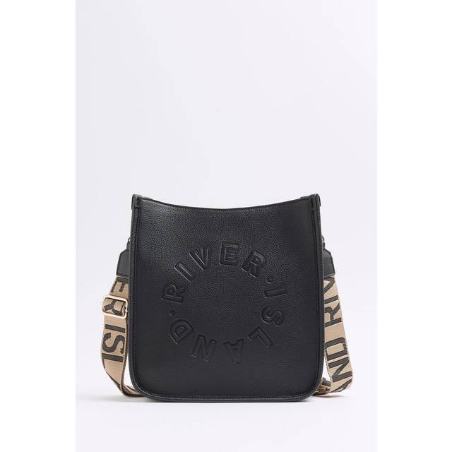 River Island Womens Black Logo Messenger Bag - One Size