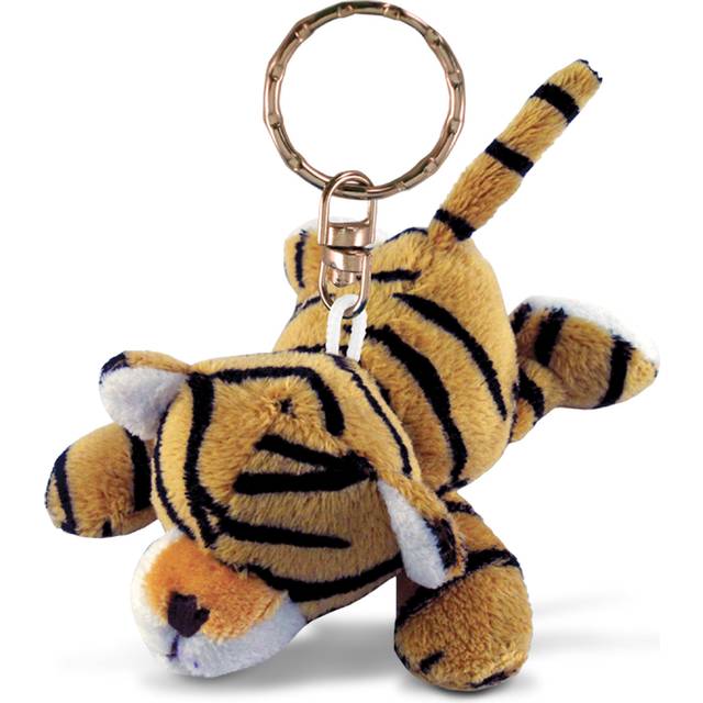 Puzzled Tiger Plush Keychain Stuffed Animal Toy - Soft Plush Wild Life Animal Brown Tiger Charm Keyring  Cute Decorative Plush Toy Accessory - 4 Inche