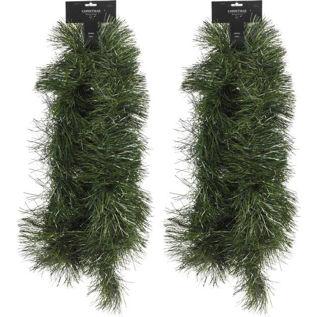 (2 Pcs) 270cm Realistic Christmas Garland Green Leaf Fireplace Door Stairs Wreath Decor