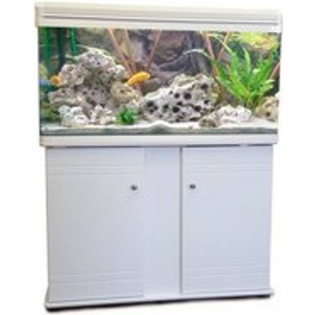 Aquarium Fish Tank & Cabinet 120cm 220L Black / White - Black - With Starter Kit