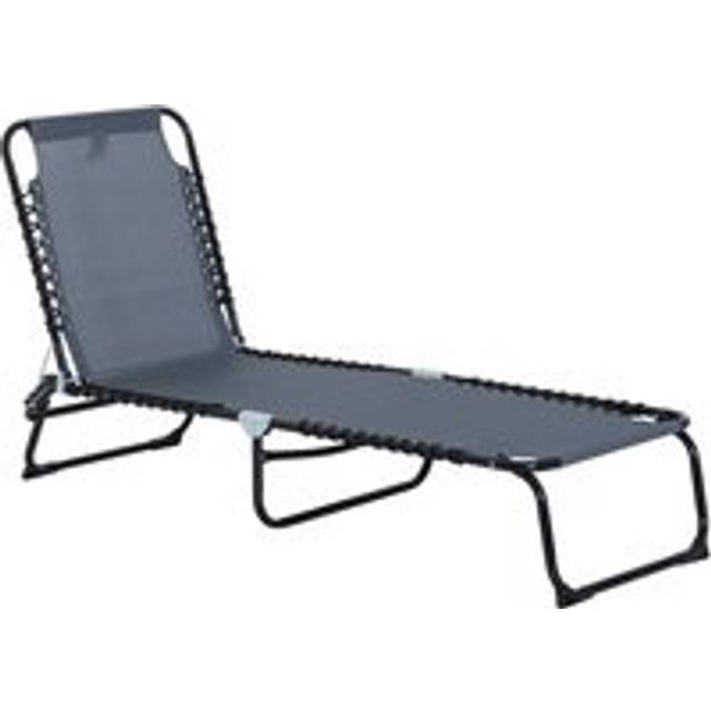 Folding Sun Lounger Beach Chaise Chair Garden Reclining Cot Camping Hiking Recliner with 4 Position Adjustable