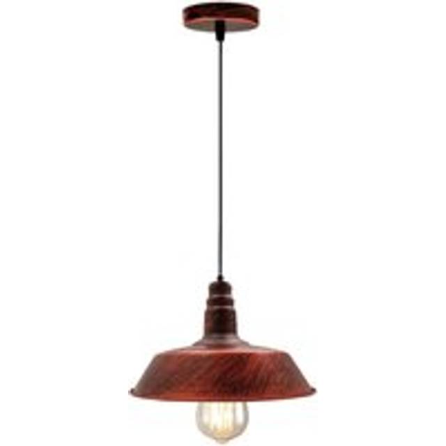 Industrial Vintage Retro Barn slotted shape Various colours Metal Ceiling Pendant Lights E27~4000 - Rustic Red - Yes