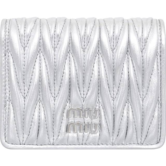 Wallet 5MV204 AFPP Argento Matelasse Leather Metal Logo Small Wallet [Miu Miu] (bifold wallet) Women's [Brand] [Item]