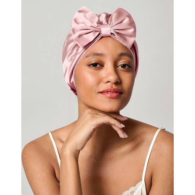LILYSILK Silk Sleep Cap Vintage Bow-Knot Sleep Cap Comfortable 100% Pure - Pink