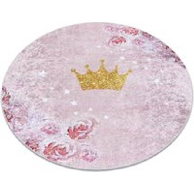 Rugsx - junior 51549.802 circle washing carpet Crown for children anti-slip - pink pink round 80 cm