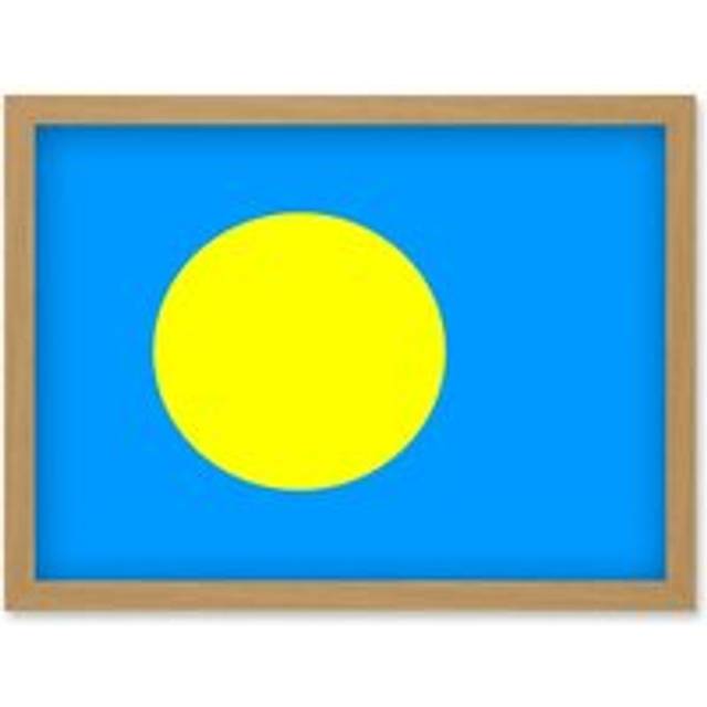 Palau National Flag Vexillology World Flags Country Region Poster Artwork Framed Wall Art Print A4 - Tan - One Size