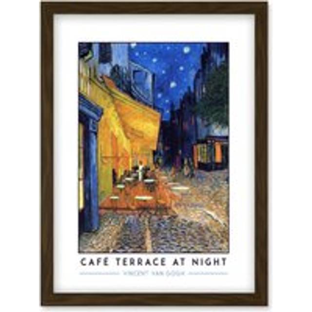 Vincent Van Gogh Café Terrace At Night Place Du Forum Post-Impressionist Painting Artwork Framed Wall Art Print A4 - Brown - One Size