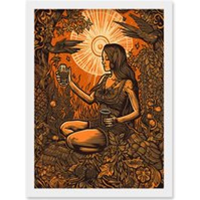 Harvest Ritual Libations Modern Pagan Illustration Artwork Framed Wall Art Print A4 - White - One Size