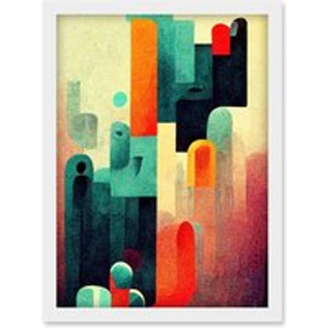 My Dream Retro Multi Coloured Abstract Painting Artwork Framed Wall Art Print A4 - White - One Size
