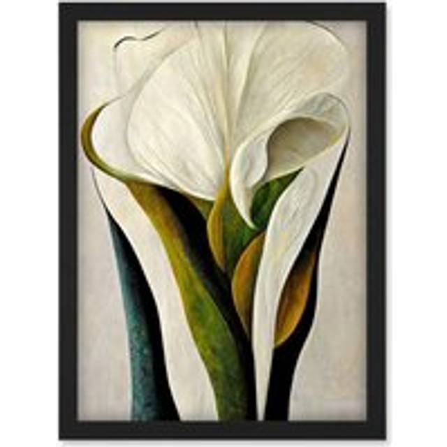 White Calla Lily Flower Bouquet Detail Stylish Artwork Framed Wall Art Print A4 - Black - One Size