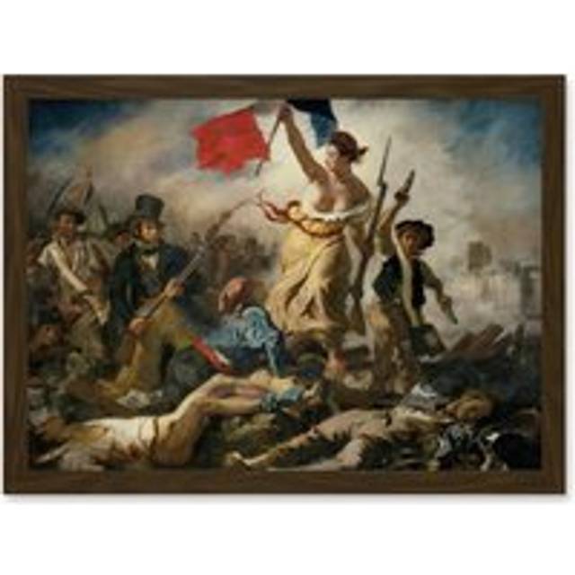 Eugène Delacroix July 28 1830 Liberty Leading the People Revolution Reproduction Painting Artwork Framed Wall Art Print A4 - Brown - One Size