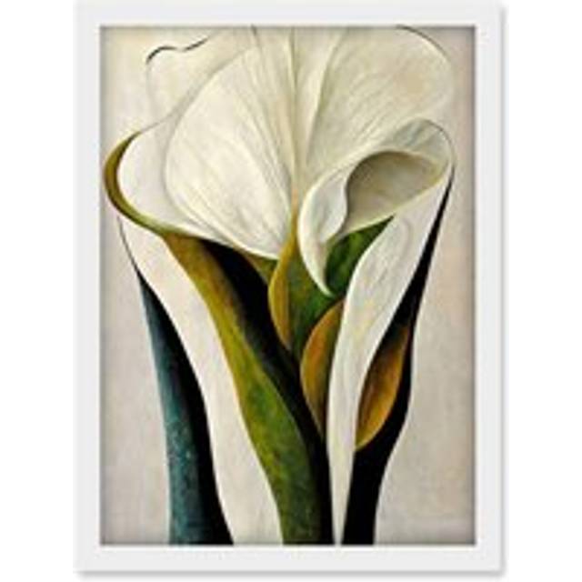White Calla Lily Flower Bouquet Detail Stylish Artwork Framed Wall Art Print A4 - One Size