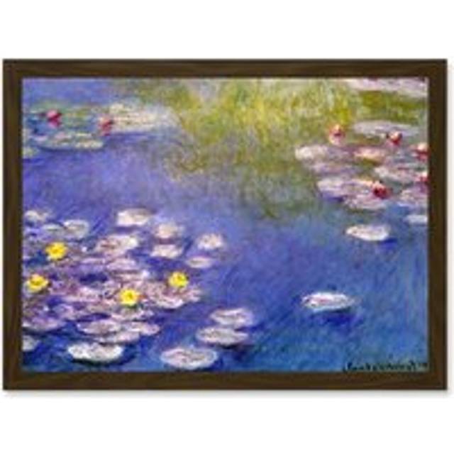 Monet Water Lilies At Giverny Old Master Painting Artwork Framed Wall Art Print A4 - Brown - One Size