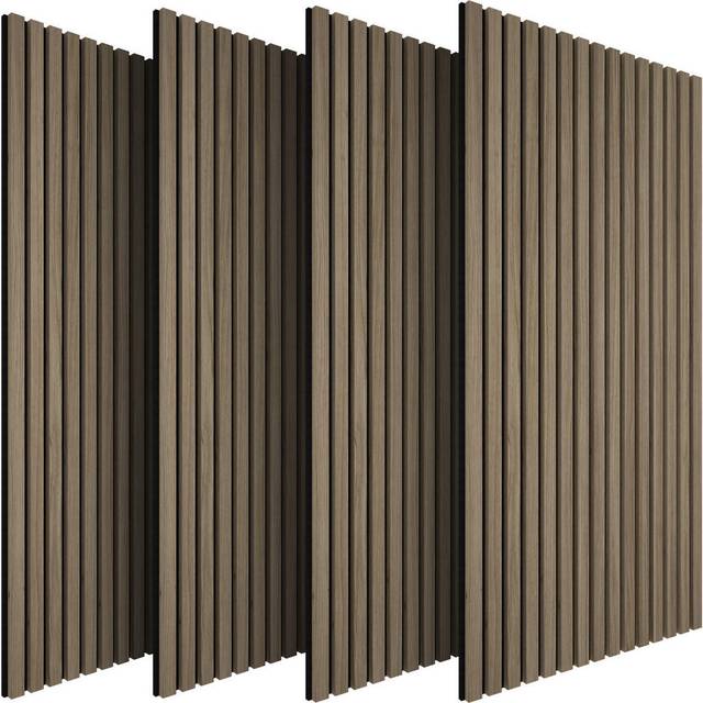 Acoustic Wall Panels - wood effect, thick felt, easy to install - Dark oak, Set of 4