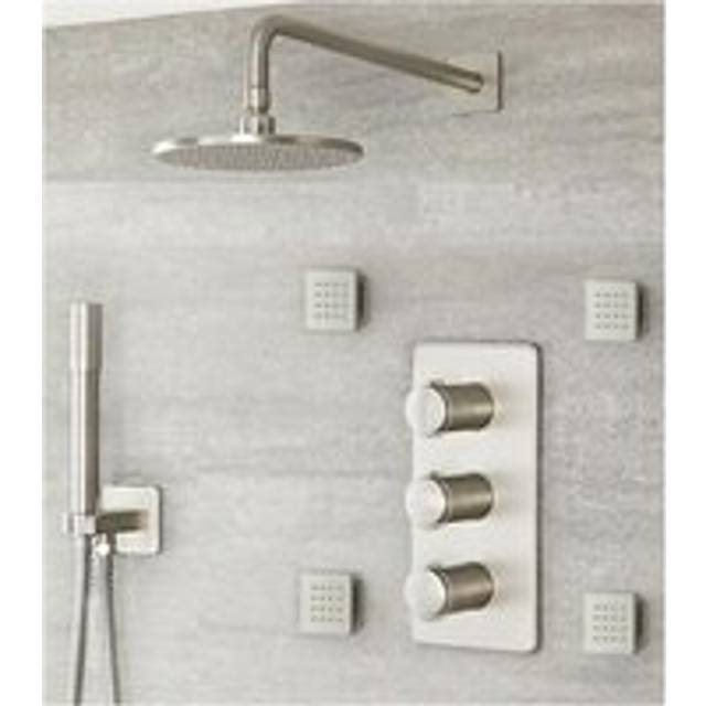Ashurst - Modern 3 Outlet Triple Diverter Thermostatic Mixer Shower Valve with Wall Mounted 188mm Rainfall Shower Head Hand Shower Handset Kit and