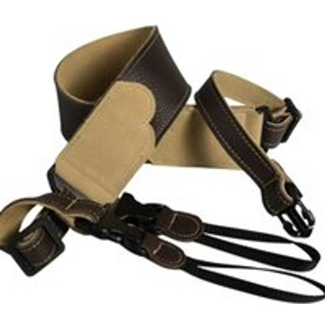 "Franklin Strap - 2.5"""""""" Glove Leather with Suede Backing and Quick Release Loops - Banjo Strap - Chocolate"