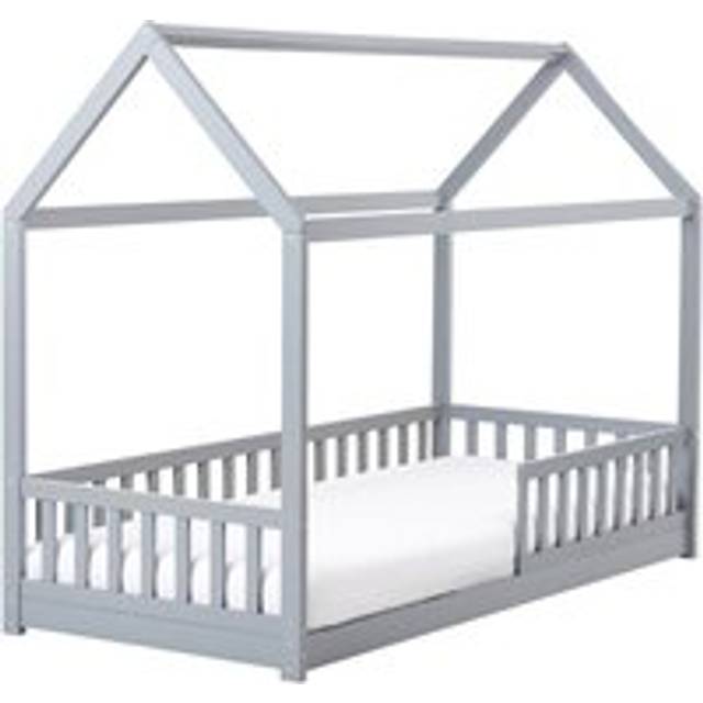 Beliani Wooden Kids House Bed Eu Single Size Grey Cossaye, Grey