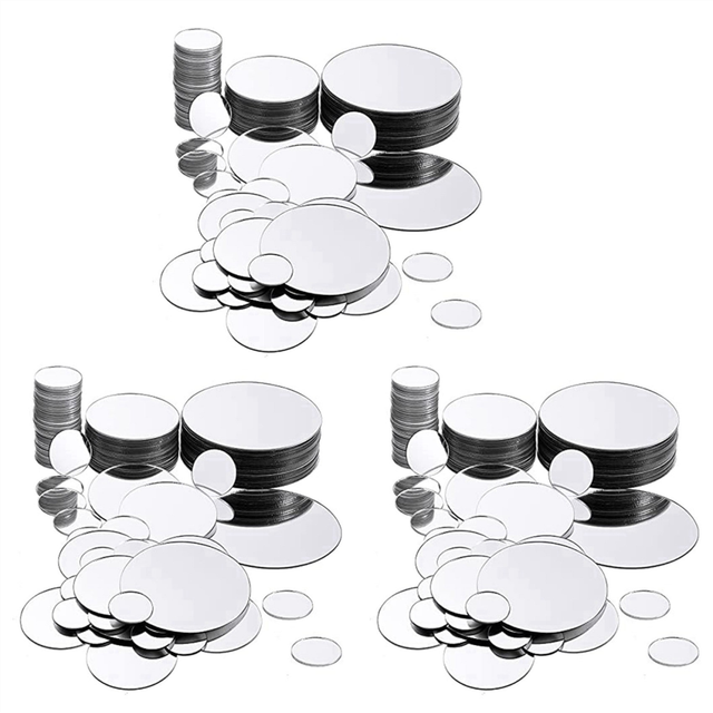300 Pieces Mini Size Round Mirror Small Adhesive Craft Tiles for Crafts