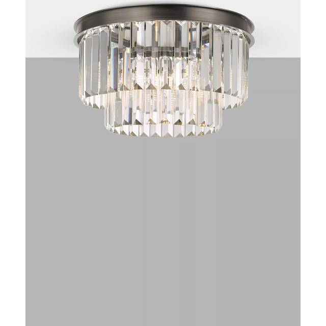John Lewis Gatsby Tiered Glass Semi Flush Ceiling Light, Pewter