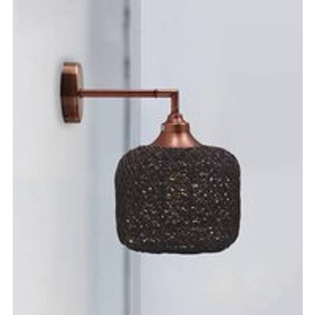 Rustic Wicker Wall Light Lampshade Wall Mounted Light Fixture~1956