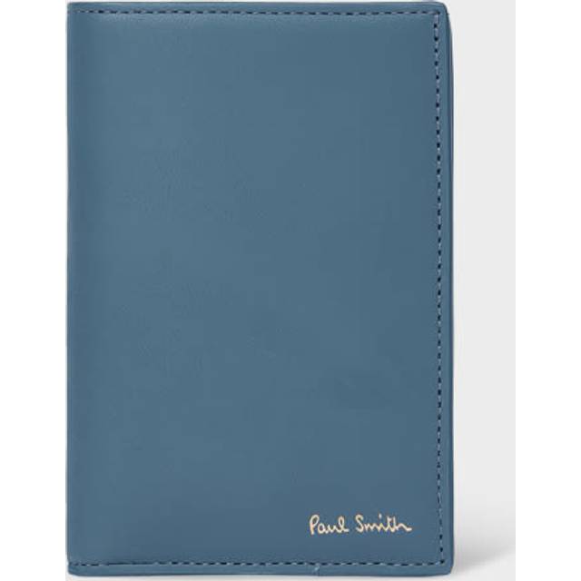 Paul Smith Dark Blue Leather 'Signature Stripe' Credit Card Case Grey - One Size