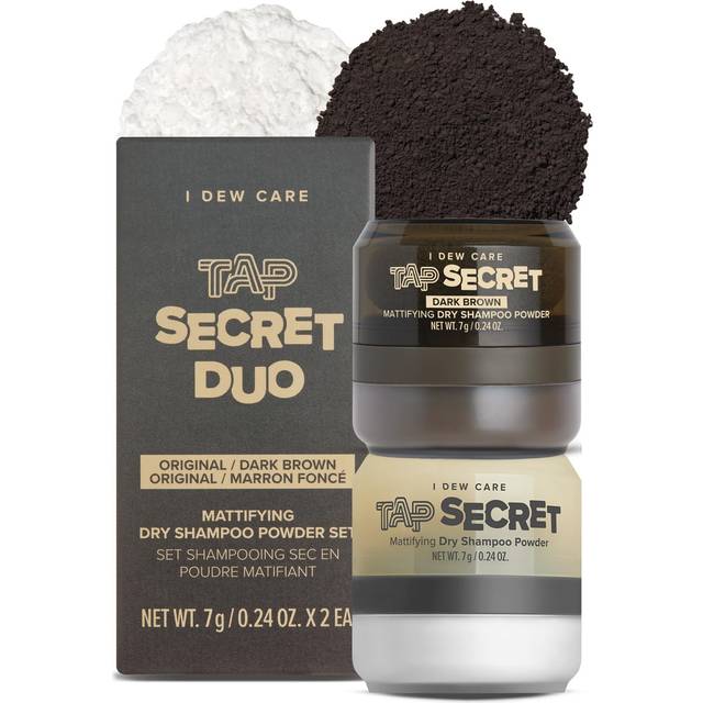 I DEW CARE Dry Shampoo Powder - Tap Secret Original & Dark Brown Duo | With Betaine  Black Ginseng  Non-aerosol  Benzene-free  Mattifying  Travel Size