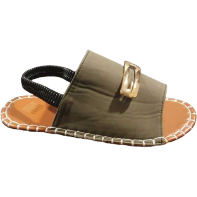 Platta sandaler för kvinnor Spänne Elastisk dam Vit öppen tå Platt tofflor Vanligt glidskydd Anti-halk, lämplig för inomhus och utomhus - Armé Grön (CN36,CN37,CN38,CN39,CN40,CN41,CN42,CN43)